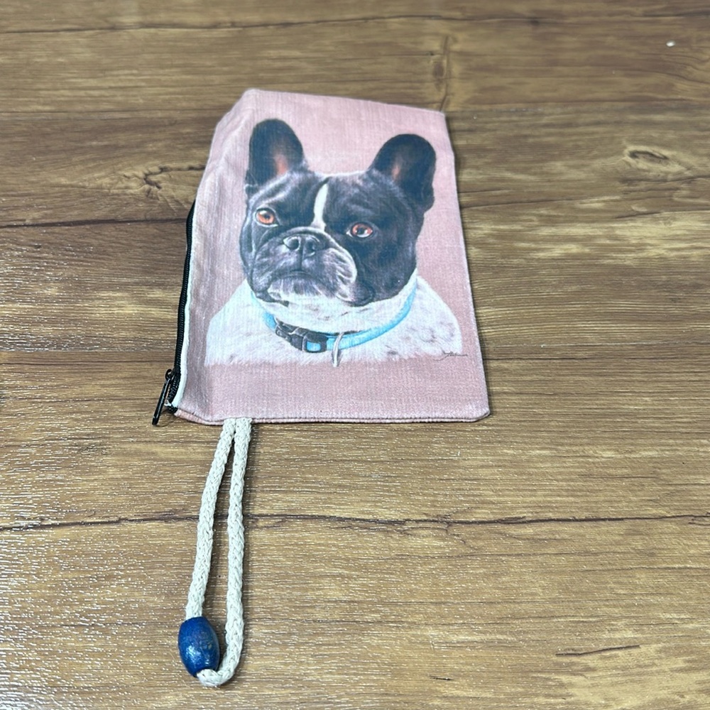 Beautiful dog print design pink Small Flat Amenity Bag